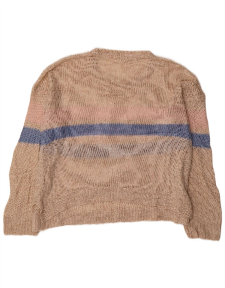 FAT FACE Maglione da donna con scollo a barchetta UK 12 A righe beige medio