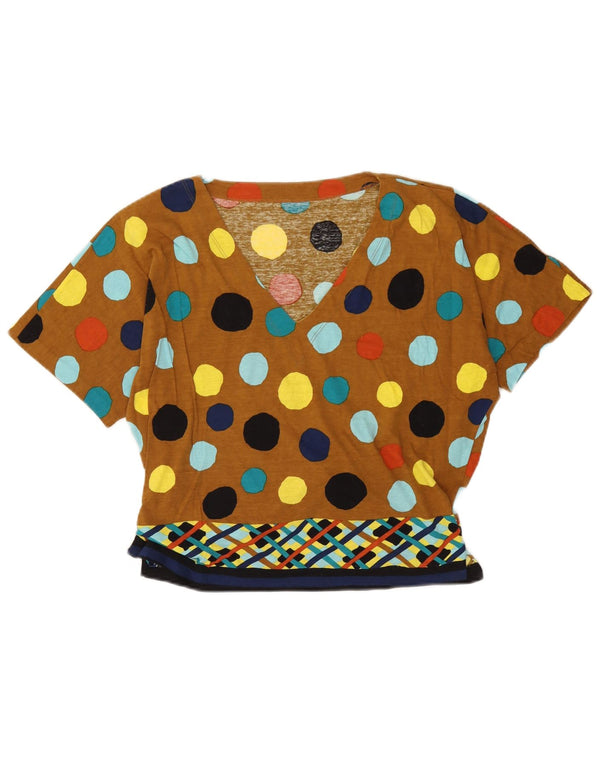 Camicetta vintage da donna Top UK 16 grande pois marrone