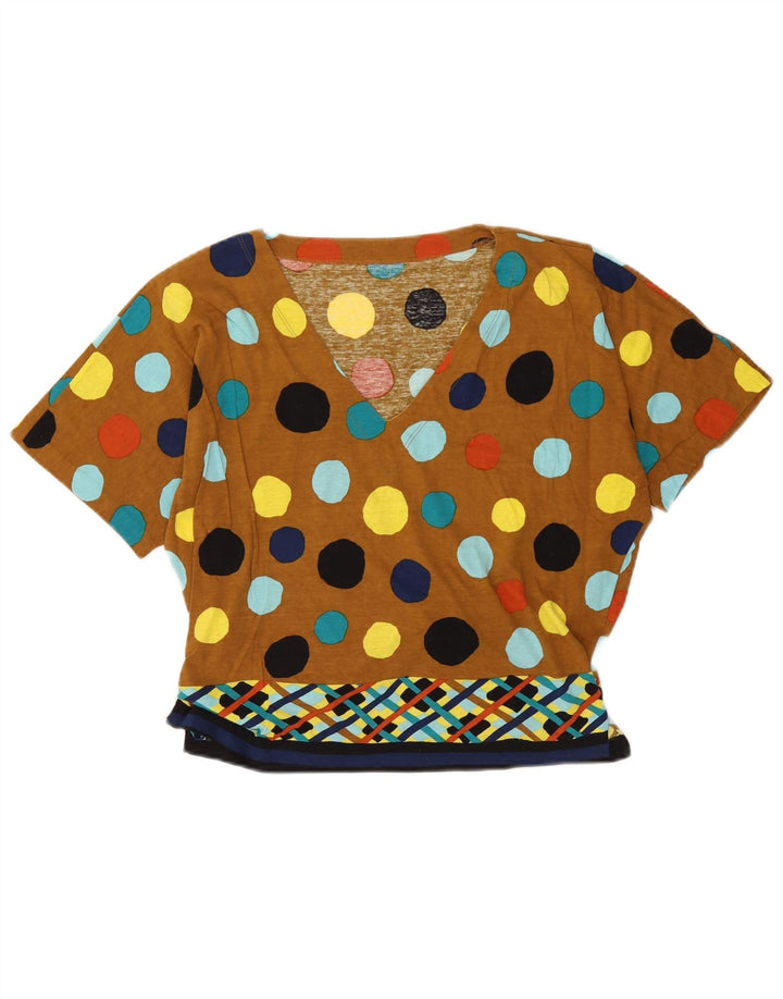 Camicetta vintage da donna Top UK 16 grande pois marrone