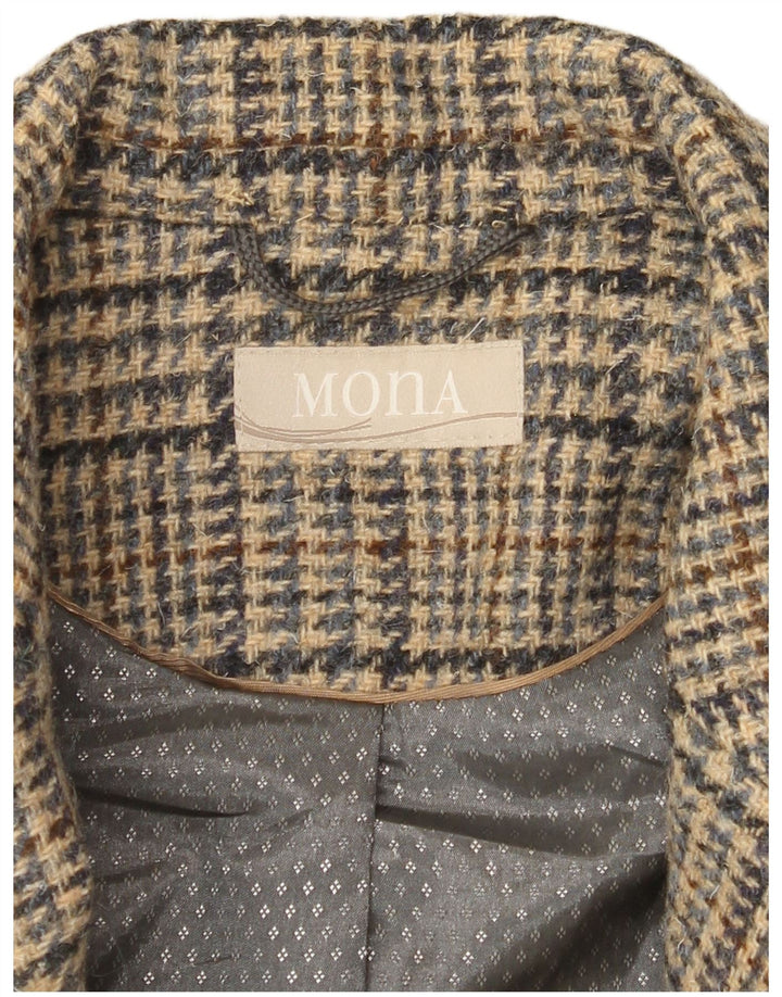 Giacca blazer a 4 bottoni da donna Mona UK 14 grande pied de poule marrone