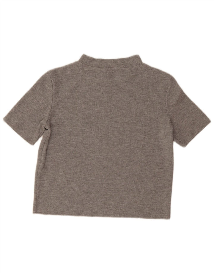 T-shirt corta da donna Zara UK 12 Poliestere grigio medio