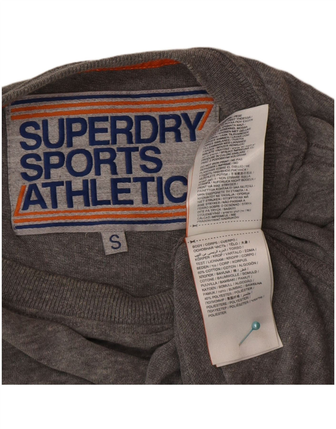 Top grafico da uomo Superdry a maniche lunghe in cotone color block grigio piccolo