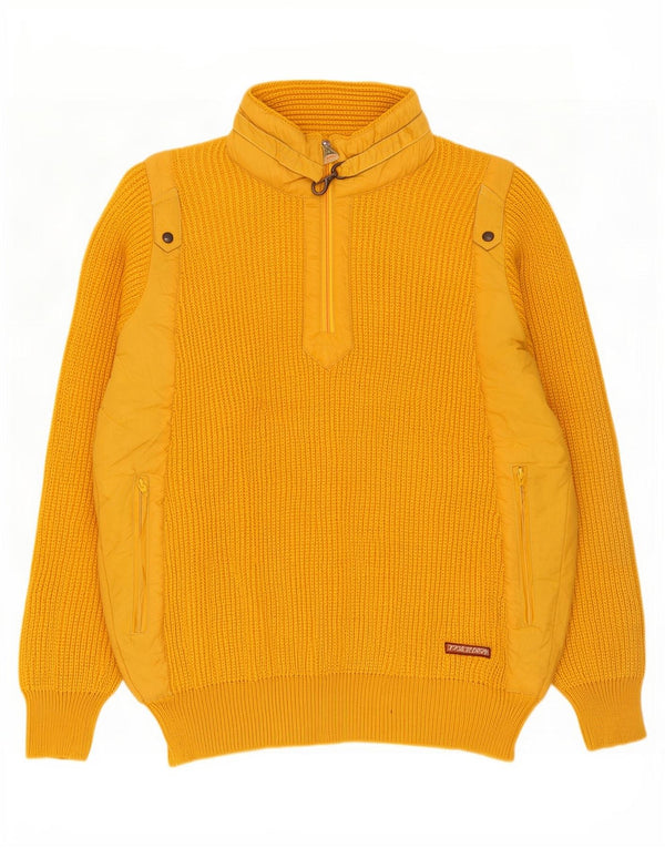 AUSTRALIAN L'ALPINA Maglione da uomo con collo con zip IT 52 Large Giallo Lana