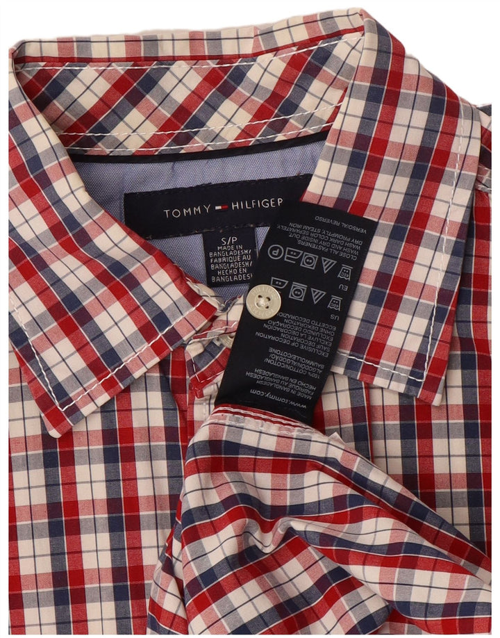 Camicia a maniche corte da uomo Tommy Hilfiger in cotone a quadri rossi piccoli