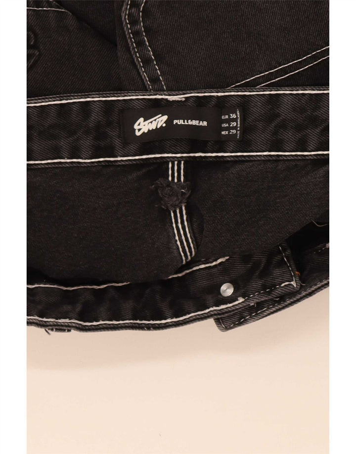 Pantaloncini di jeans cargo STWD da uomo Pull & Bear EU 36 piccoli W29 cotone nero