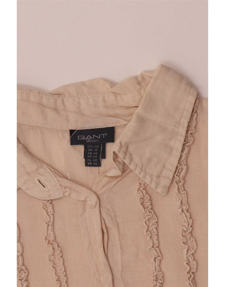 Gant Camicia da donna con volant sul davanti UK 16 Grande lino beige