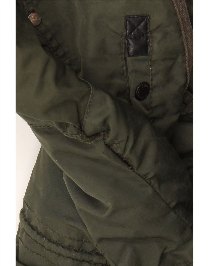 KHUJO Womens Hooded Parka Jacket UK 14 Medium Khaki Nylon Vintage KHUJO and Second-Hand KHUJO from Messina Hembry 