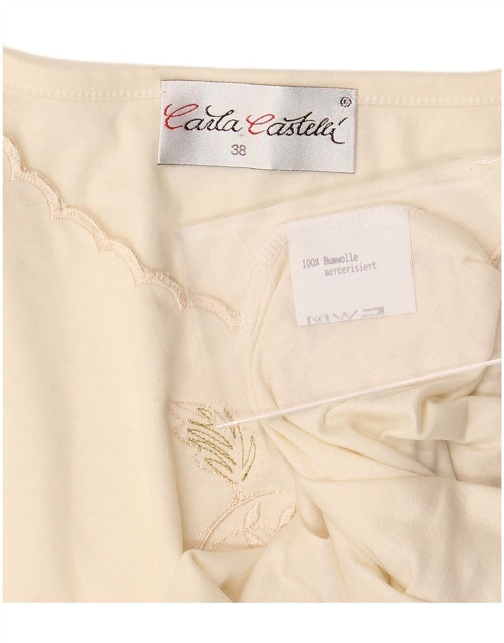 T-shirt da donna VINTAGE Top EU 38 cotone floreale bianco sporco medio