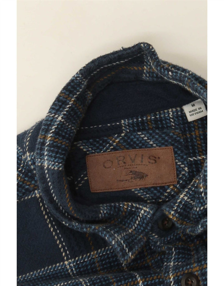 Camicia in flanella da uomo Orvis a quadri blu navy medio