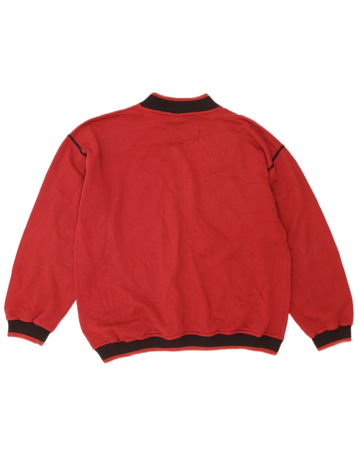 Felpa grafica da uomo vintage in cotone color block rosso medio