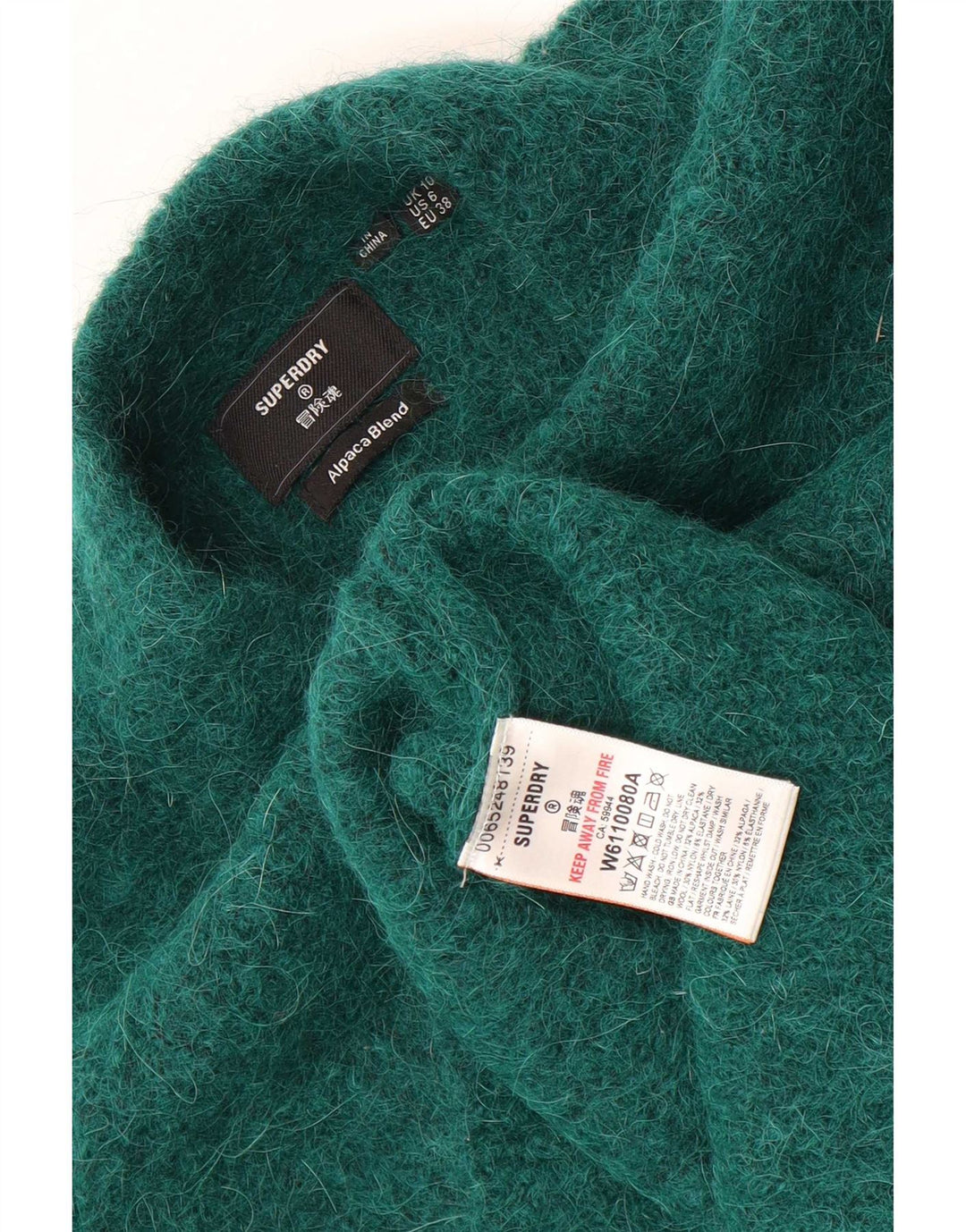 Maglione maglione oversize da donna con collo dolcevita Superdry UK 10 piccolo verde