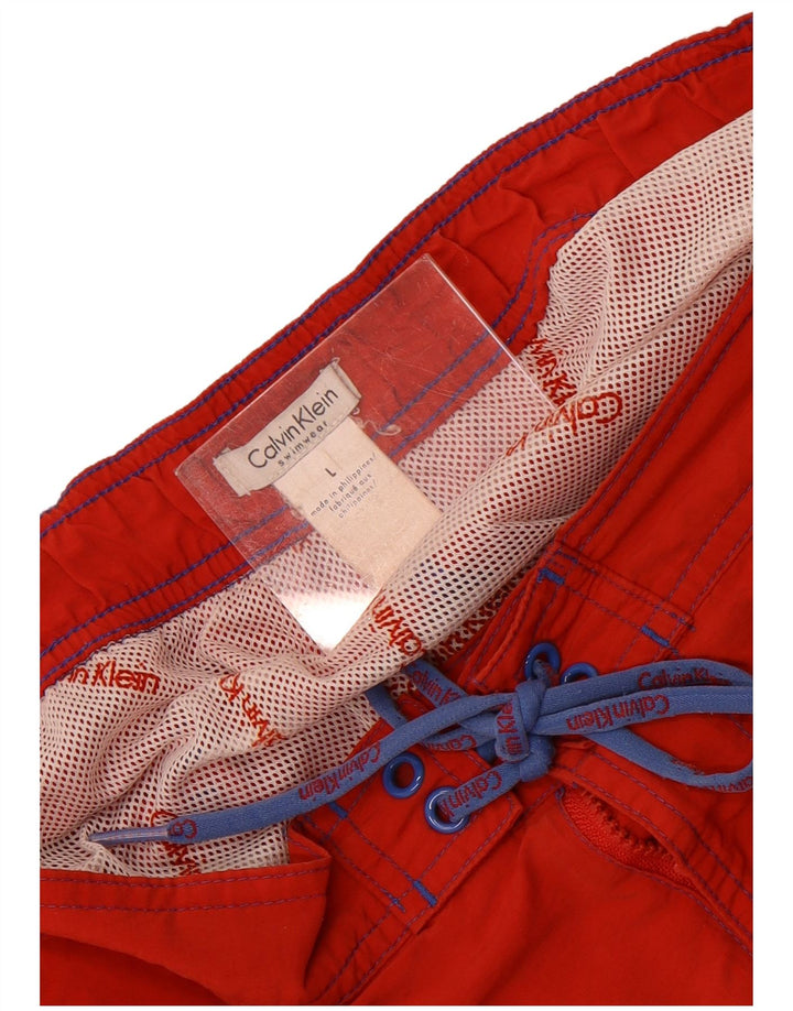 Pantaloncini da bagno grafici da uomo Calvin Klein grandi in poliestere rosso