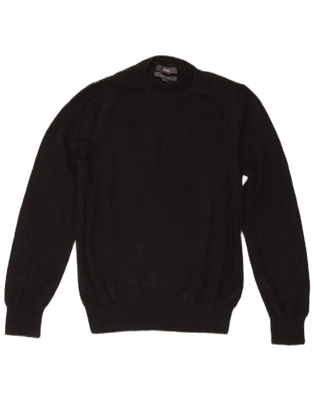 Maglione maglione girocollo da donna Marks & Spencer UK 10 piccolo cotone nero