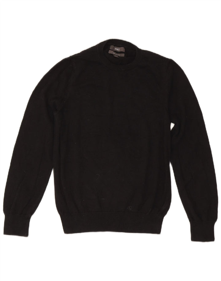 Maglione maglione girocollo da donna Marks & Spencer UK 10 piccolo cotone nero