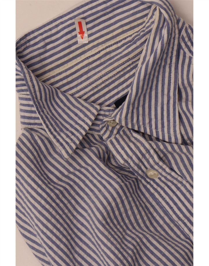 Camicia Kappa Uomo Manica Corta Large Blu Gessato in Cotone