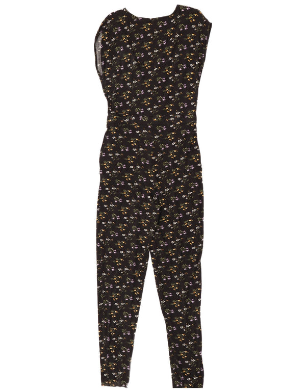 Tuta senza maniche da donna Oasis UK 12 Viscosa floreale nera media