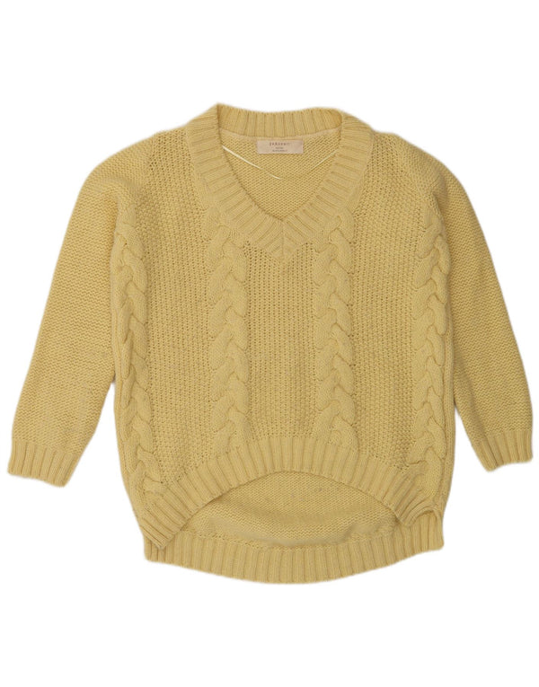 Maglione maglione con scollo a V da donna Zara UK 14 giallo medio