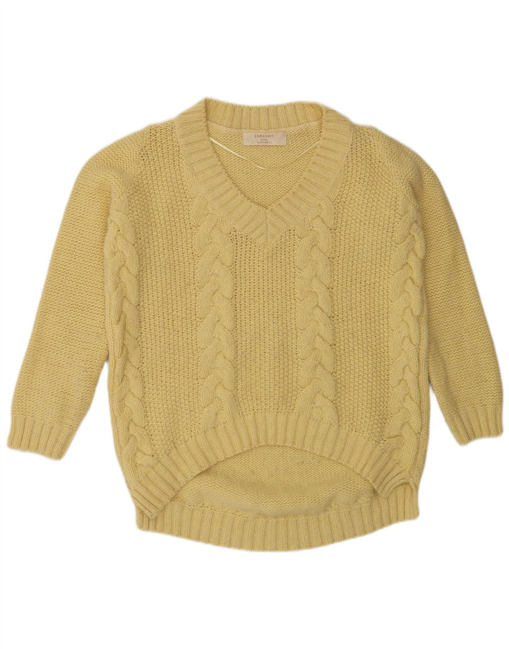 Maglione maglione con scollo a V da donna Zara UK 14 giallo medio