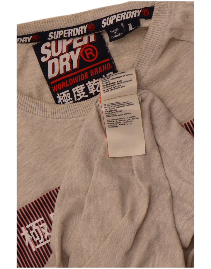 T-shirt grafica da uomo in edizione limitata Superdry Top grande in cotone grigio