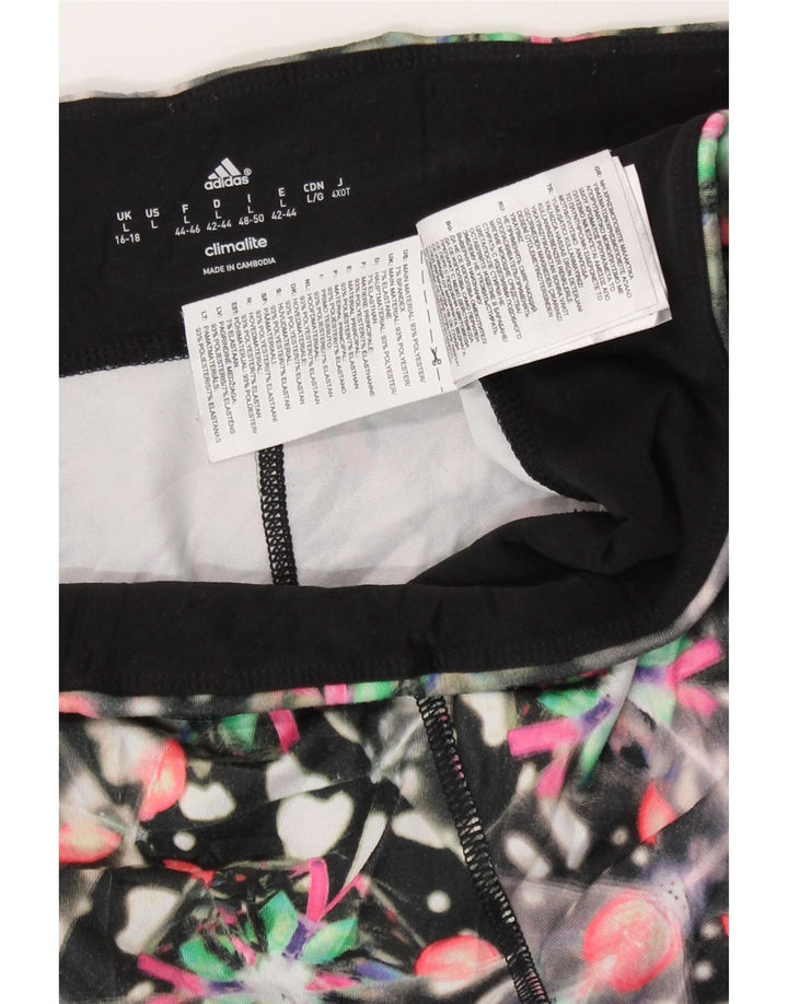 Leggings Adidas Climalite da donna UK 16/18 Grande poliestere geometrico nero