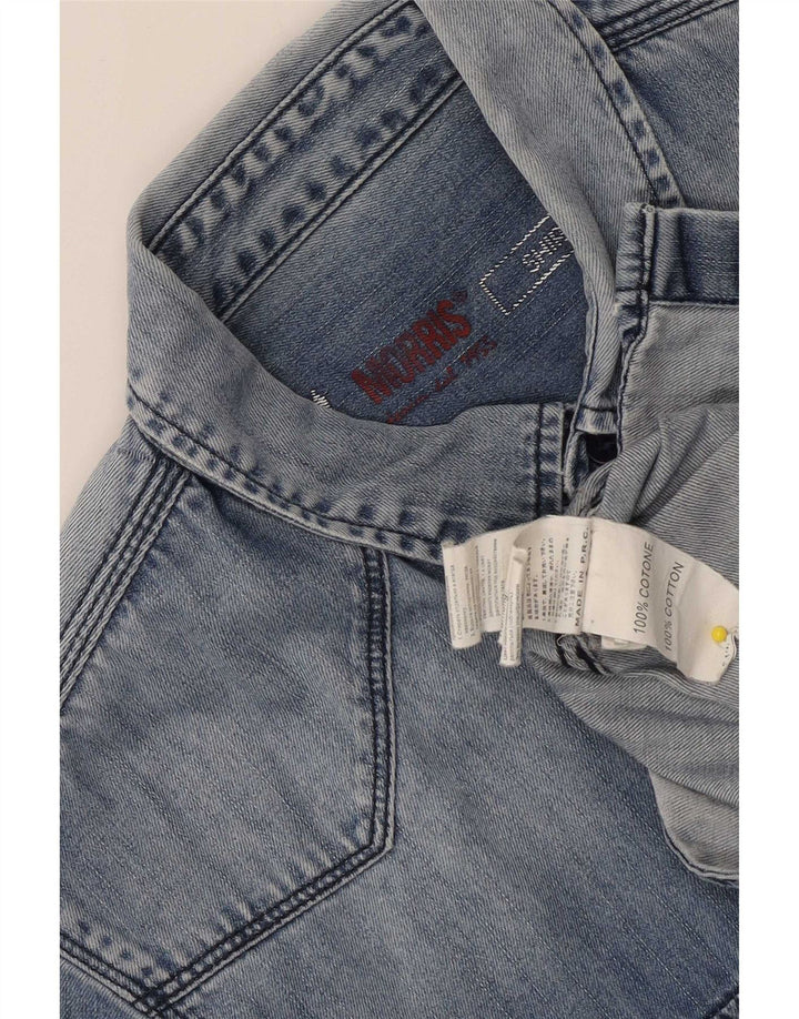 Morris Camicia di jeans da uomo grande in cotone blu