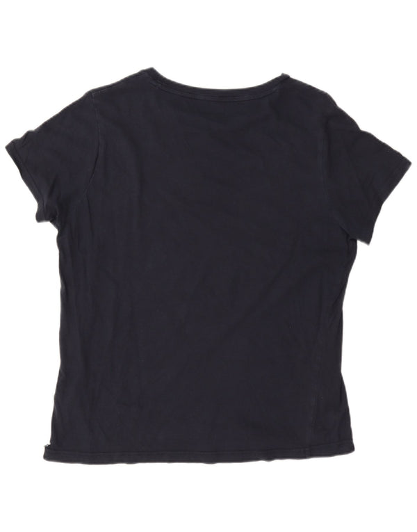 T-shirt grafica da donna Tommy Hilfiger Top UK 14 cotone blu navy medio