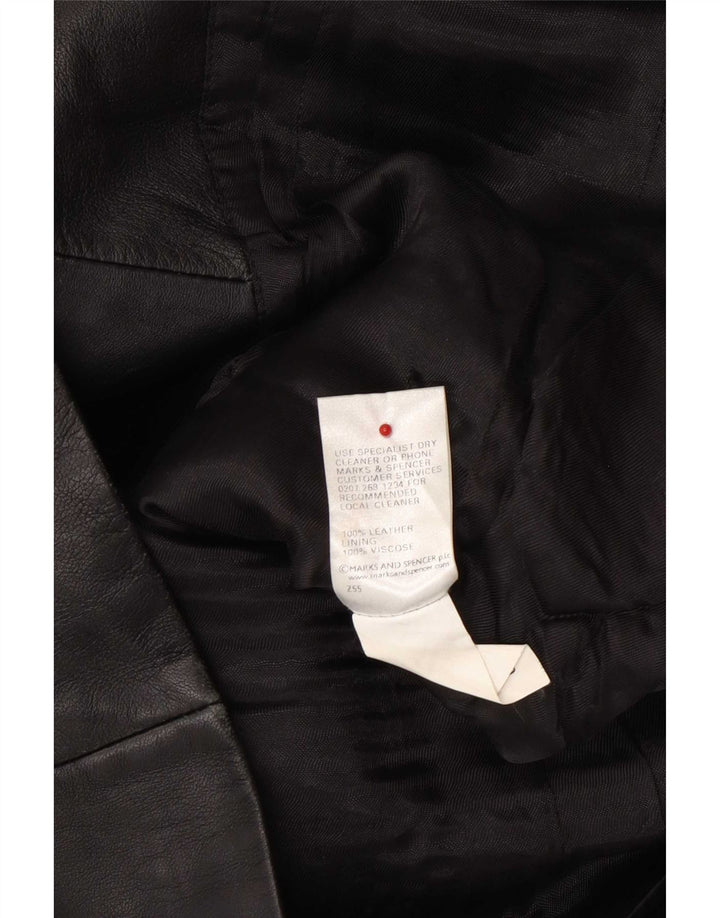 Giacca in pelle da donna Marks & Spencer UK 16 grande nera