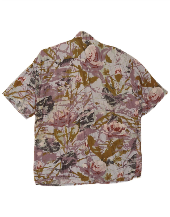 Camicia vintage da uomo a maniche corte XL multicolore floreale