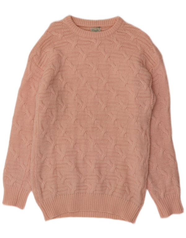 BENETTON Maglione da donna con scollo a barca UK 12 Lana rosa medio