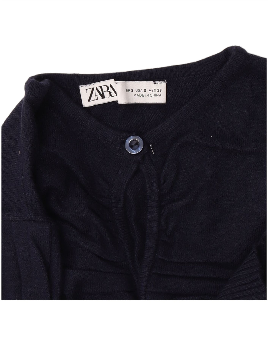 Maglione Zara da donna con collo corto e bottoni UK 8 piccolo blu navy