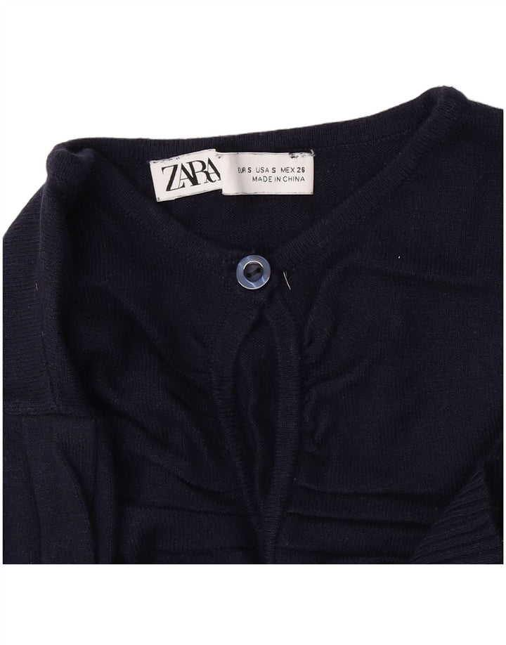 Maglione Zara da donna con collo corto e bottoni UK 8 piccolo blu navy