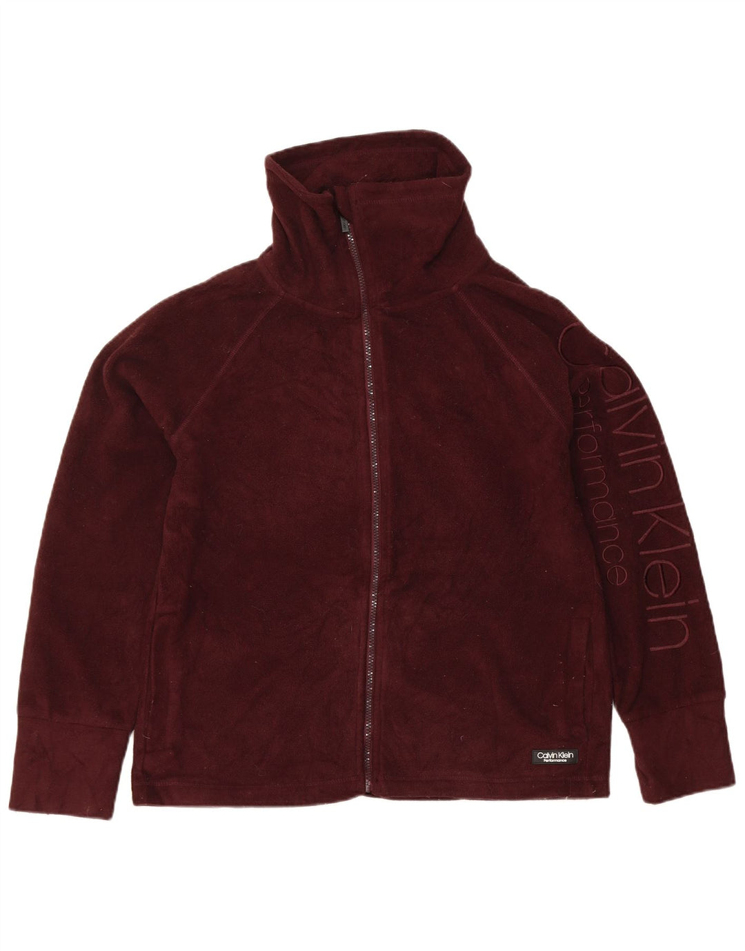 Giacca in pile grafica da donna Calvin Klein UK 14 poliestere bordeaux medio