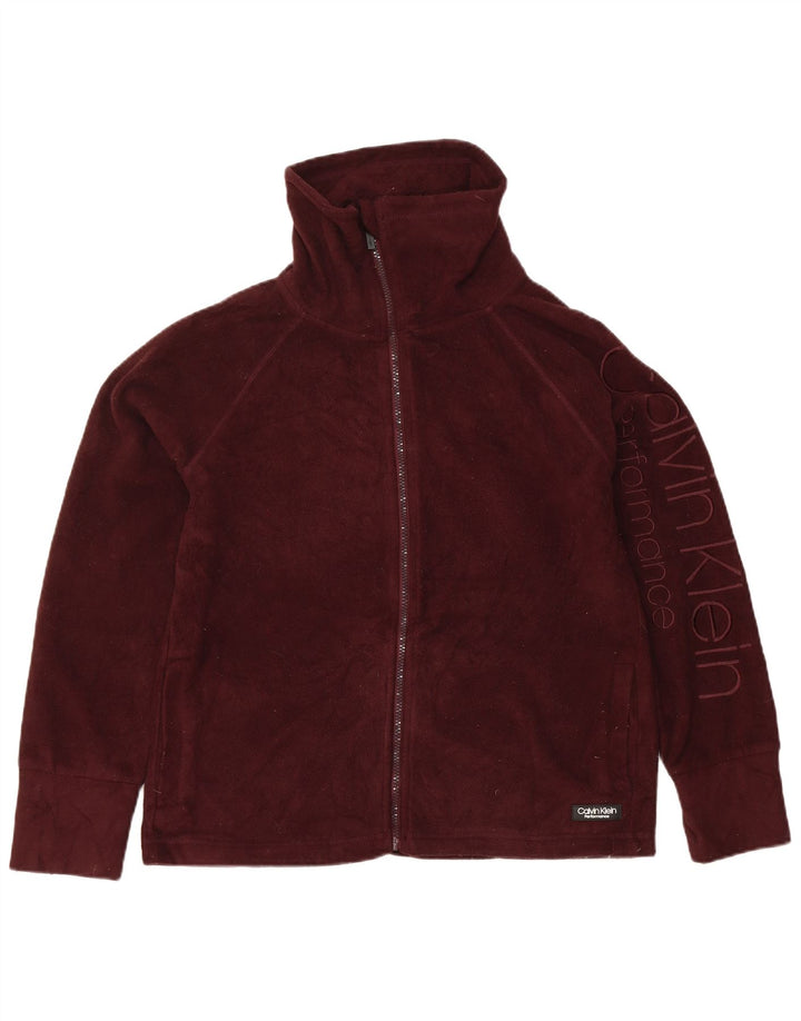 Giacca in pile grafica da donna Calvin Klein UK 14 poliestere bordeaux medio