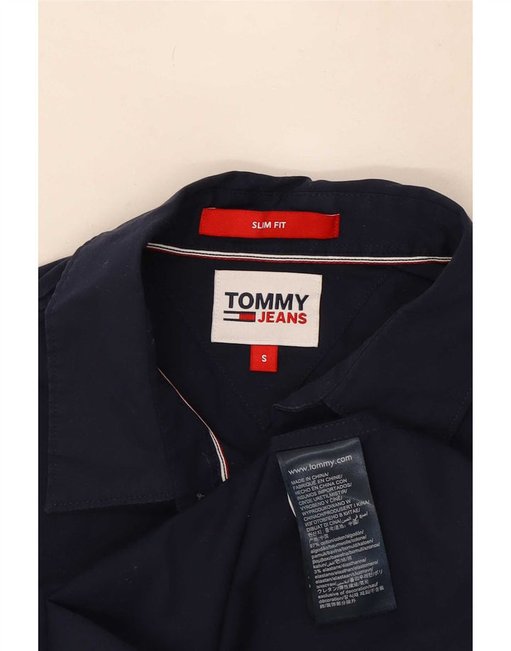 Camicia slim fit da uomo Tommy Hilfiger piccola in cotone blu navy