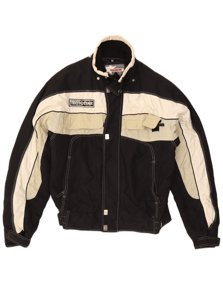 Giacca da sci vintage da uomo IT 48 Poliestere color block medio nero