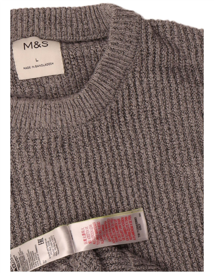 Maglione maglione girocollo da uomo Marks & Spencer grande grigio in poliammide