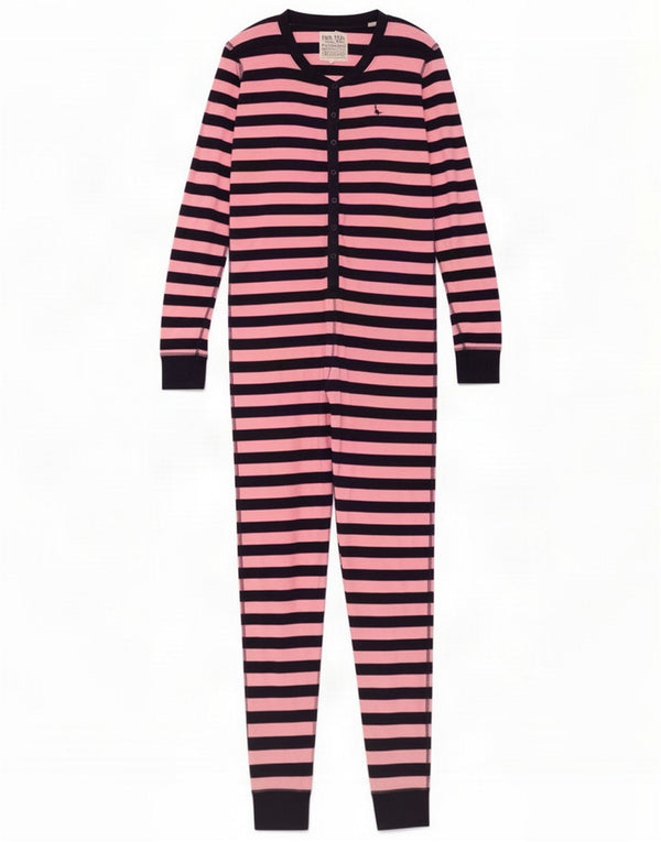 Tuta a maniche lunghe da donna Jack Wills UK 10 Small Pink Striped Cotton