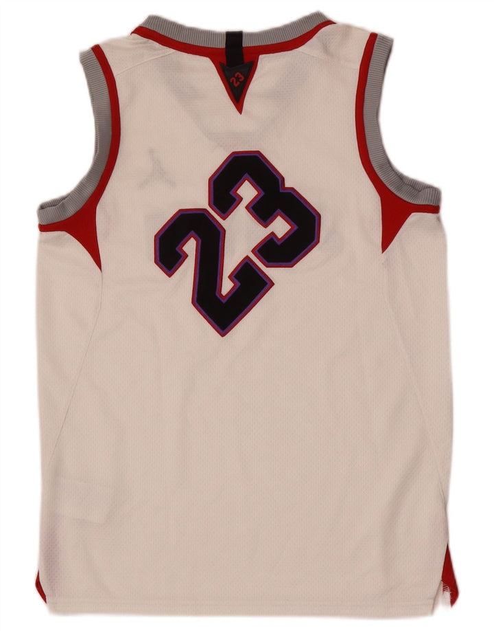 Canotta grafica Jordan da ragazzo, 12-13 anni, grande, in poliestere color block bianco