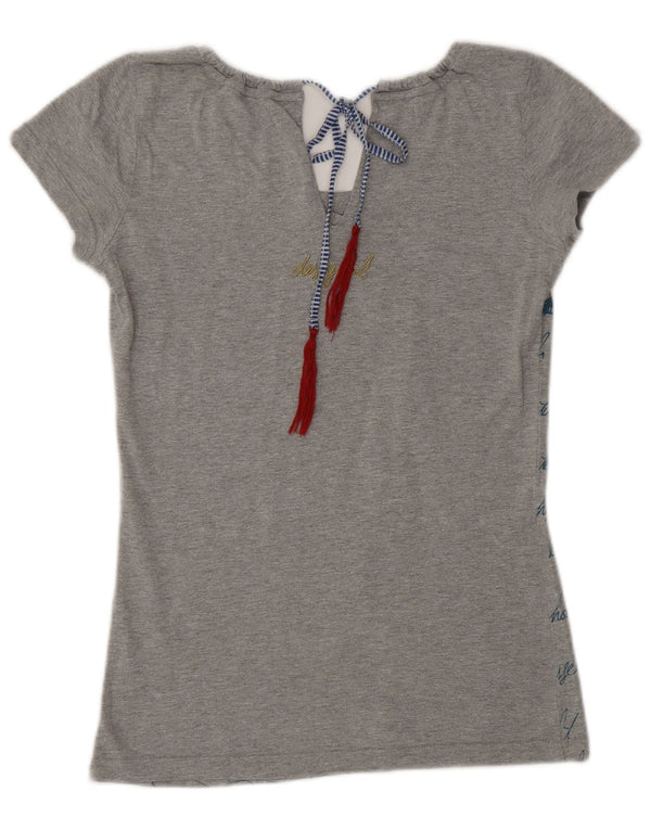 Desigual T-shirt grafica da donna Top UK 6 XS Grey Heart