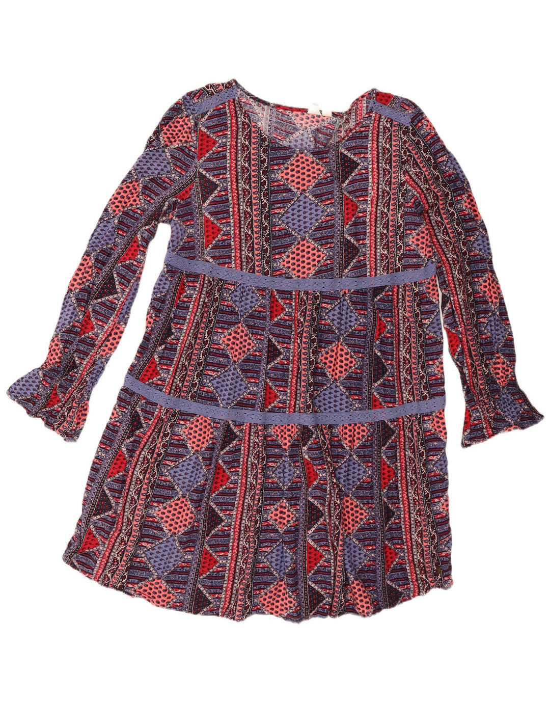 Abito a trapezio da donna a maniche lunghe Roxy UK 18 XL multicolore geometrico