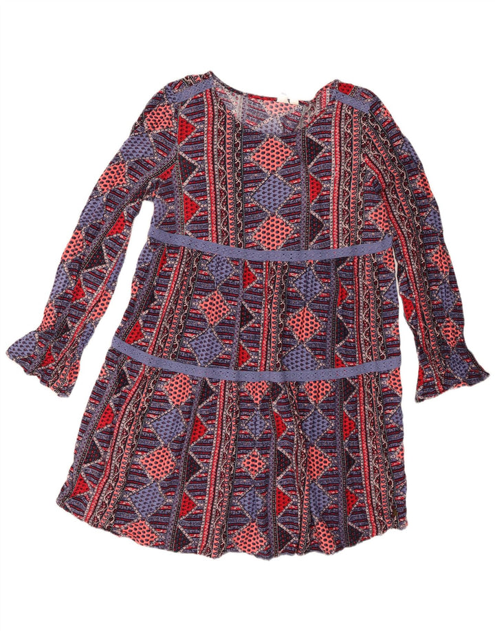 Abito a trapezio da donna a maniche lunghe Roxy UK 18 XL multicolore geometrico