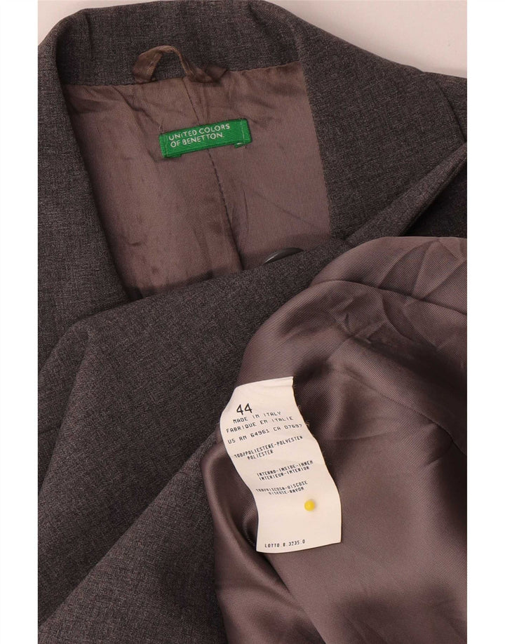 Giacca Blazer a 3 Bottoni da Donna Benetton IT 44 Poliestere Grigio Medio