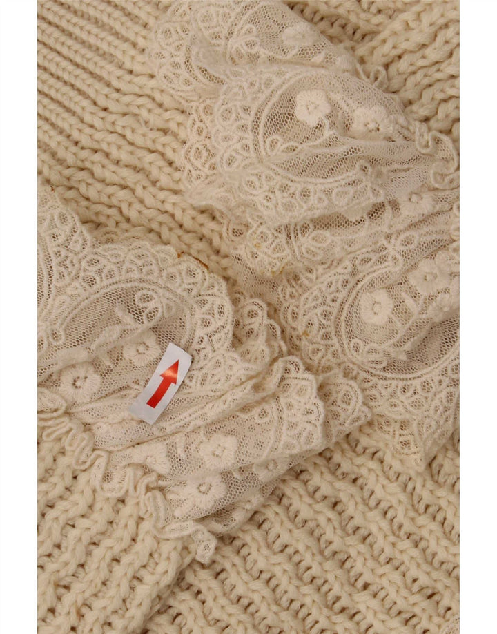 Maglione a collo alto trasparente da donna Zara UK 14 Beige medio