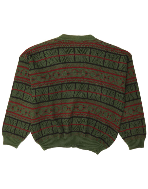 Maglione cardigan da uomo Mr. Forrest XL verde geometrico