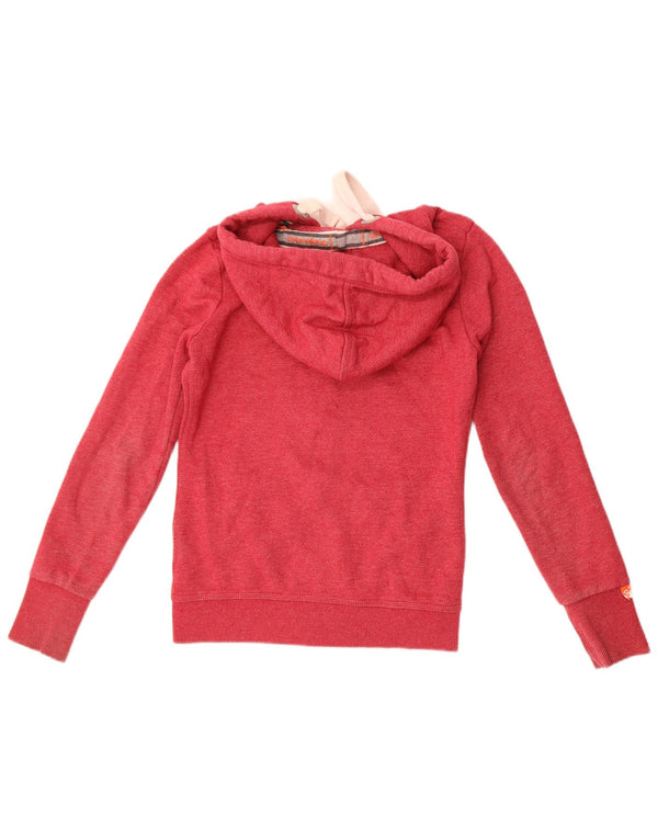 Maglione con cappuccio e zip da donna Superdry UK 10 piccolo cotone rosso