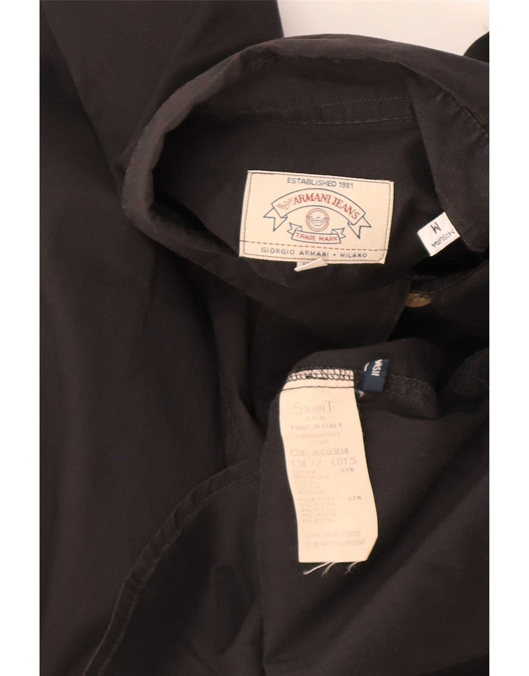 Camicia Armani Jeans Uomo Cotone Media Nera