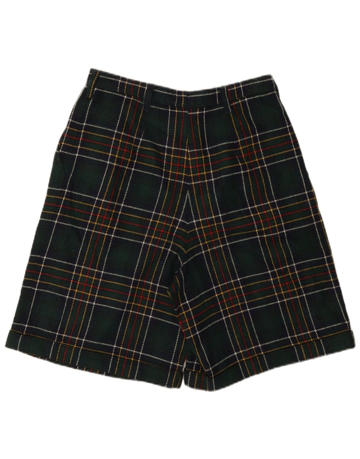 Pantaloncini casual a vita alta da donna VINTAGE W28 scozzese verde medio