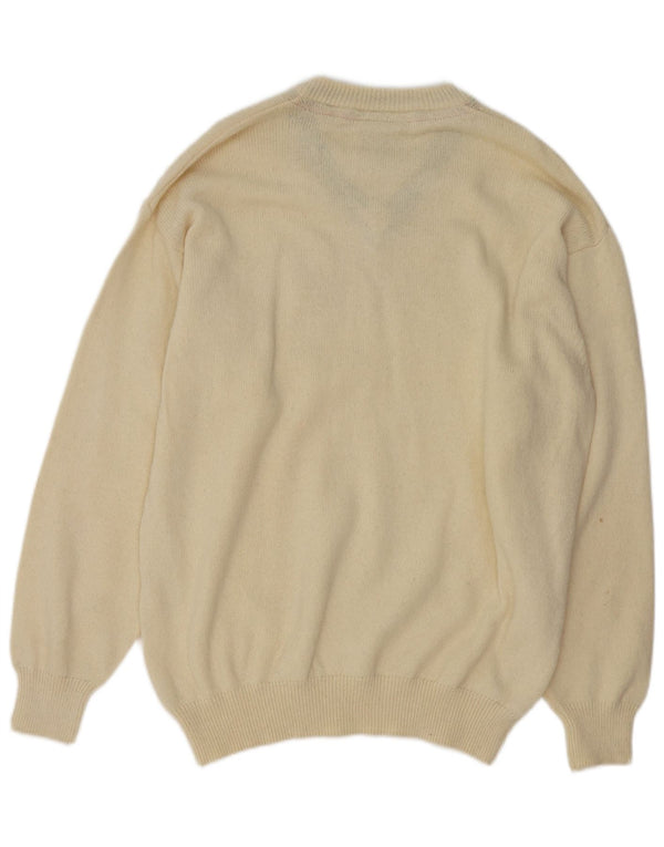 Murphy & Nye Maglione da uomo con scollo a V per abbigliamento da vela, grande, in lana bianca
