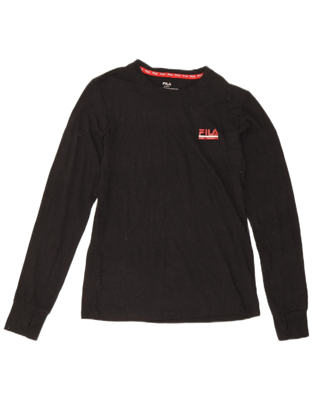 Fila Donna Top Manica Lunga UK 12 Medio Nero Poliestere