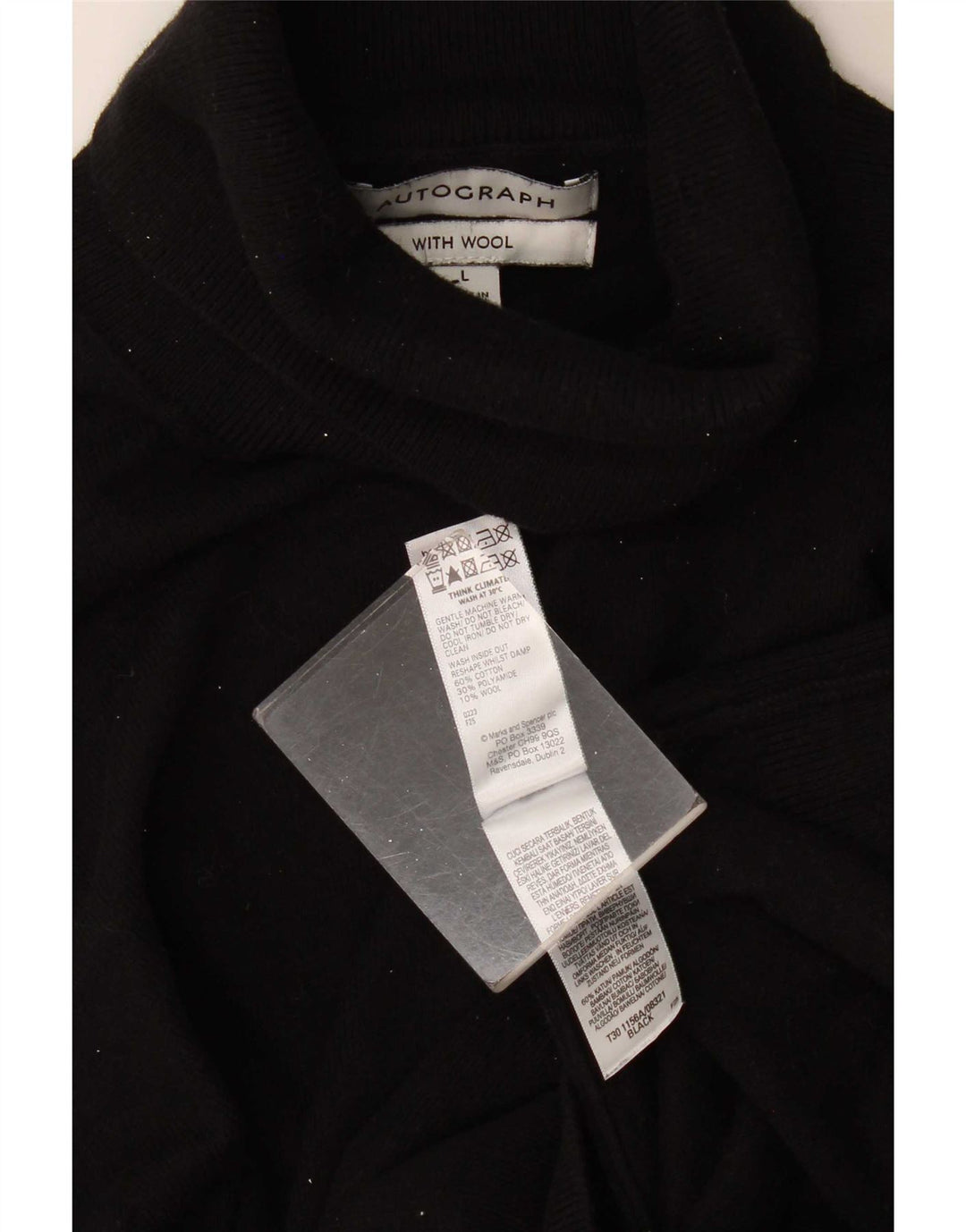 Maglione maglione a collo alto autografo da donna Marks & Spencer UK 16 grande nero